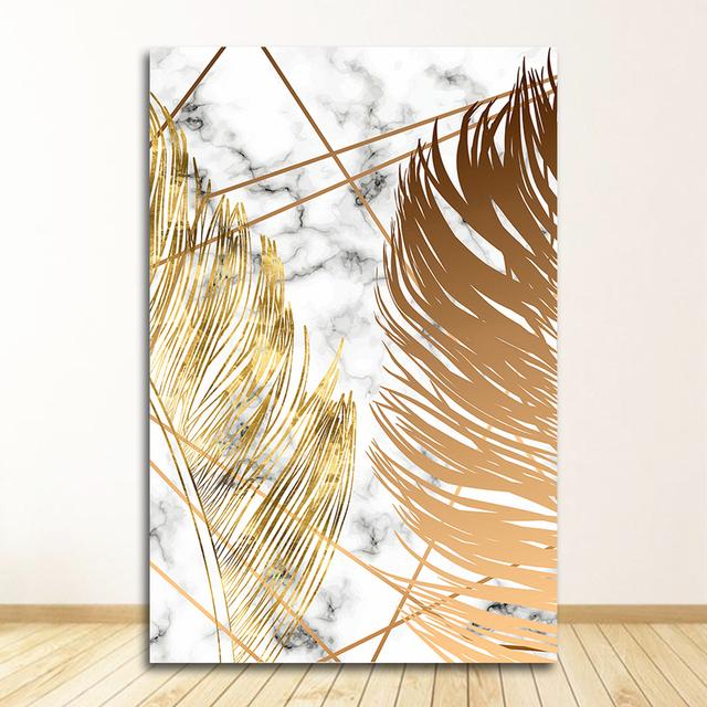 Wall Art Pictures for Living Room Modern Decor Nordic Plants Golden Leaf Canvas Painting Botanical Posters and Print Abstract
