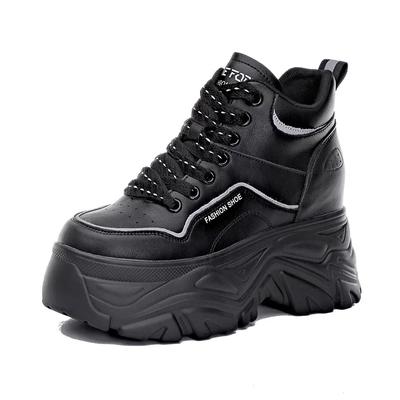 Женские ботильоны осенние туфли из натуральной кожи женские кроссовки на платформе с увеличенной высотой 8 см толстая подошва танкетки зимние сапоги