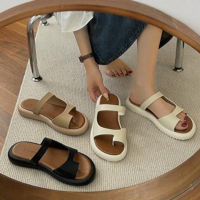 Мода 2024 Лето Новые Корейские Толстые Подошвы Тапочки Для Женщин Уличная Повседневная Женская Обувь Винтаж Римская Пляжная Обувь Zapatos De Mujer