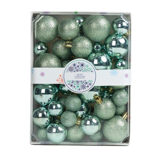 42Pcs 3/4/5cm Christmas Balls Set Glitter Surface Various Pattern Christmas Balls Shatterproof Home Reusable