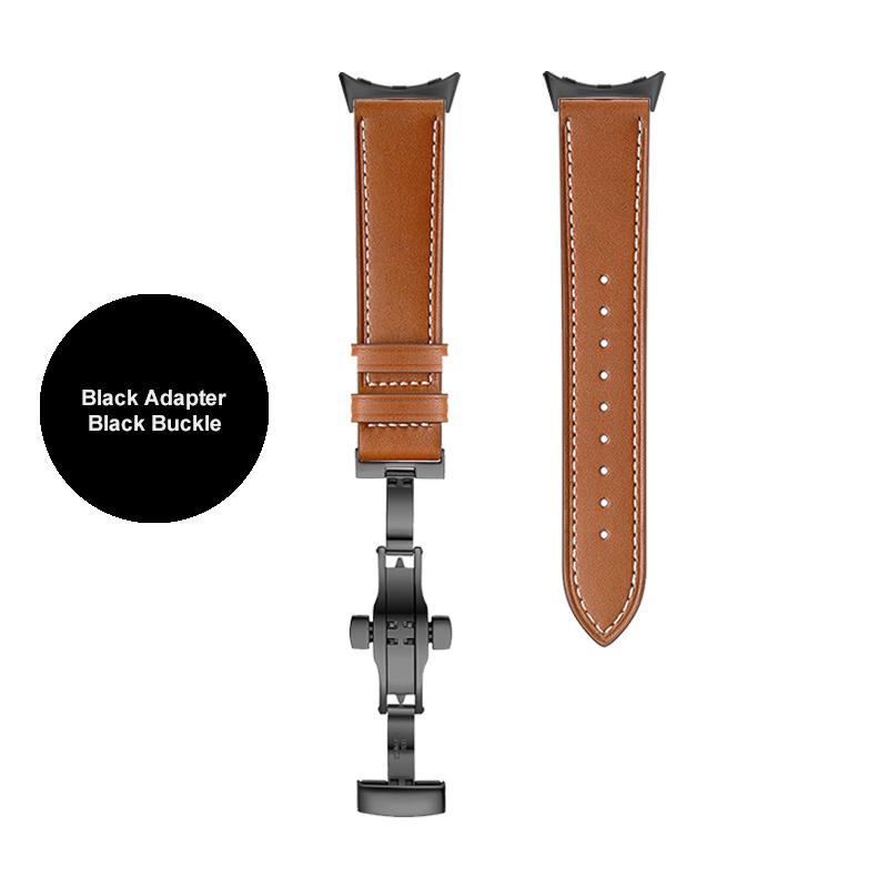 Кожаный ремешок с бабочкой для Google Pixel Watch Band Pixel Watch Ремешки для часов Браслет С адаптером (Серебристый/Черный/Розовое золото)