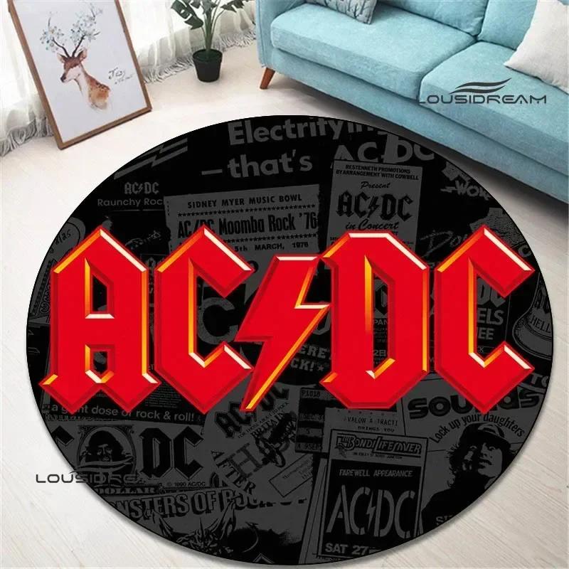 Rock band AC/DC retro printed round carpet bedroom beautiful carpet non -slip door pad floor mats area rug birthday gift
