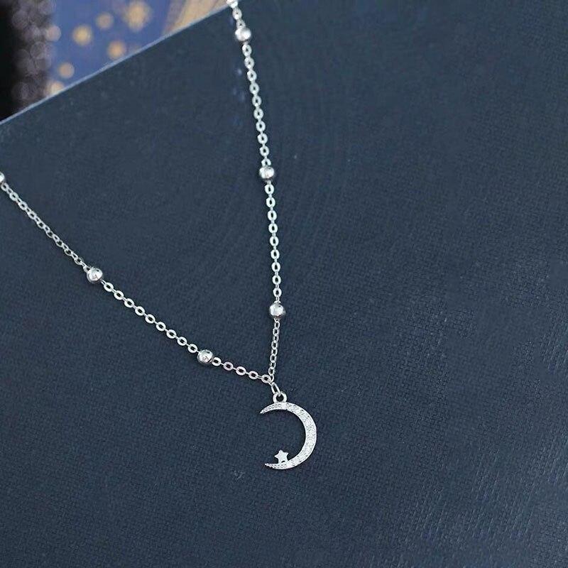 Браслеты из стерлингового серебра 925 пробы со звездами и луной, браслеты с подвесками для женщин, свадебные украшения, аксессуары, изысканный подарок S-B100