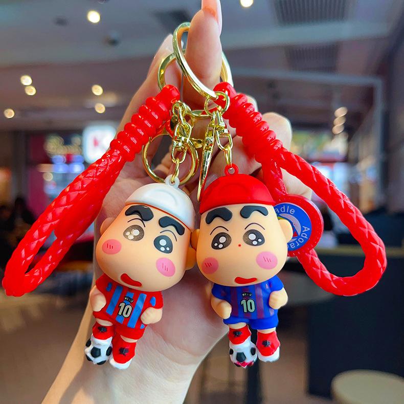 Football Messi Crayon Shin Chan Keychain Cartoon Couple Pendant Keychain Holiday Gift