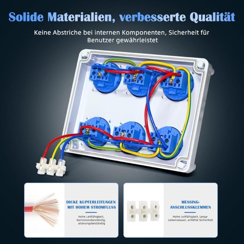 220V 10A Home Wall Mounted Outdoor Socket Box 6 Hole Wall Socket Power Distributor Box Construction Power Distributor