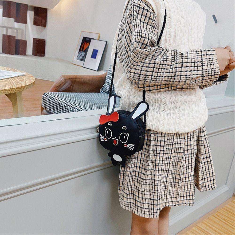 Сумка через плечо с изображением кролика из искусственной кожи, кошелек для монет, симпатичная сумка-мессенджер для детей и девочек