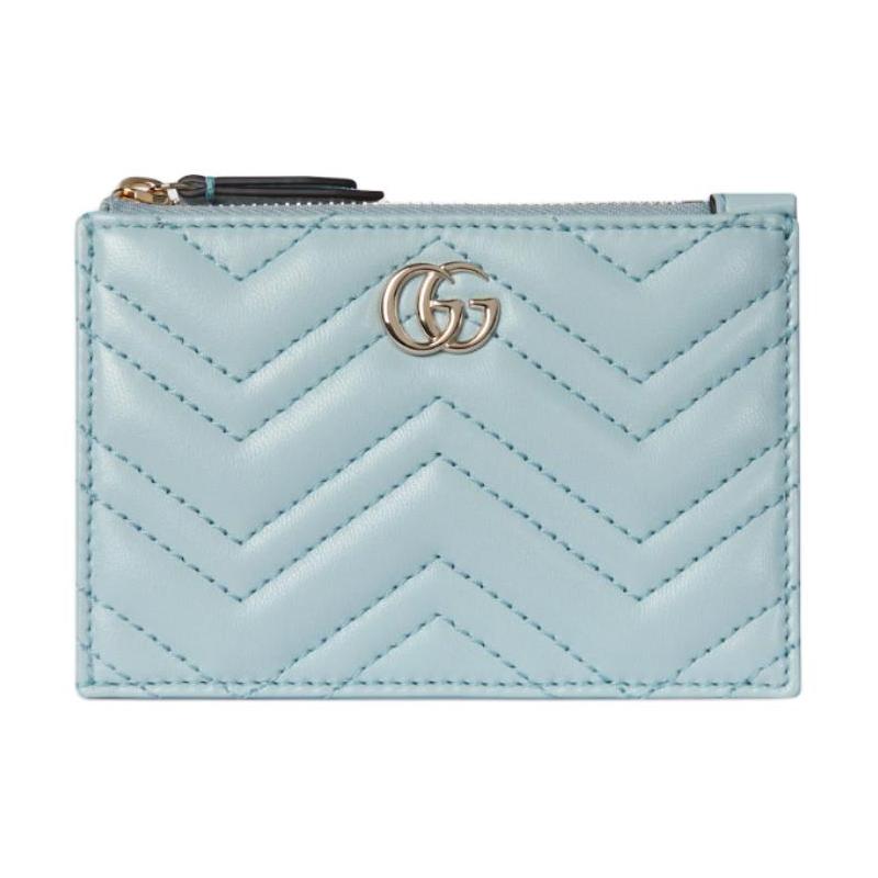 Gucci GG Marmont тисненый V-образный светло-золотистый отделка кожаный чехол для ключей женский светло-голубой