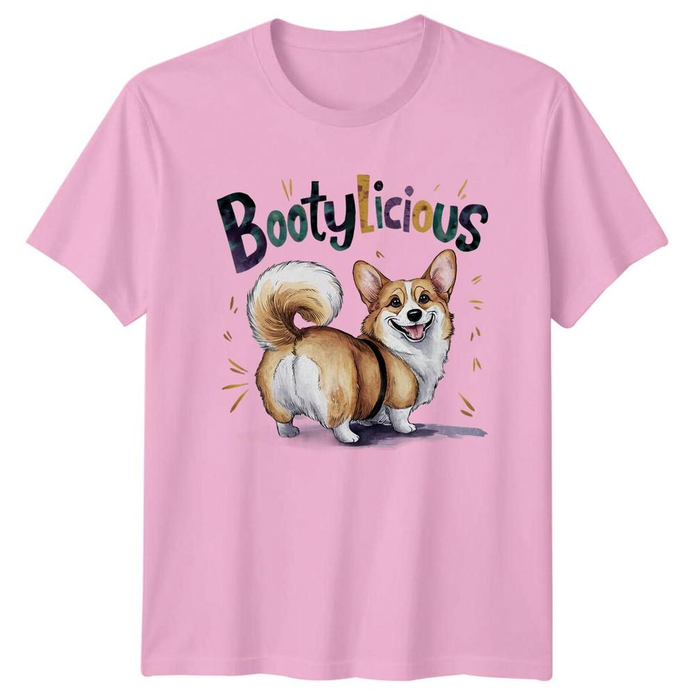 Милая футболка с корги 'Bootylicious' Милый животный каламбур Графическая футболка