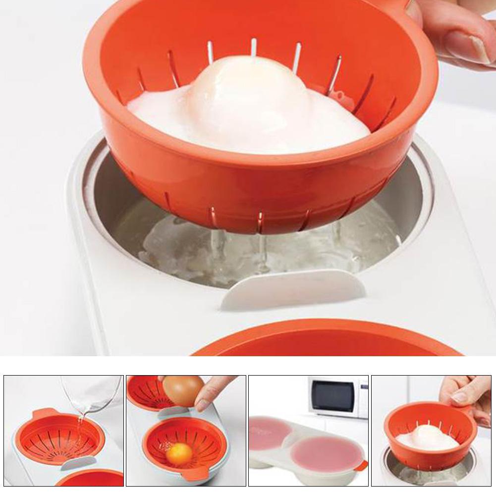 Microwave Egg Poacher Food Grade Cookware Double Cup Egg Boiler  Kitchen Steamed Egg Set Microwave Ovens Cooking Tools ADM