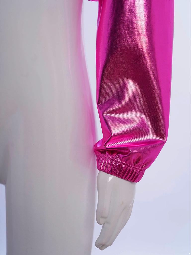 Худи для девочек в уличном стиле для танцев: Блестящий металлический укороченный топ с асимметричным подолом и длинными рукавами для соревнований