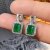 Fashionable Banquet Elegant Emerald Cubic Zirconia Earrings, High-end Inlaid  Wedding Style Swaying Zircon Accessories