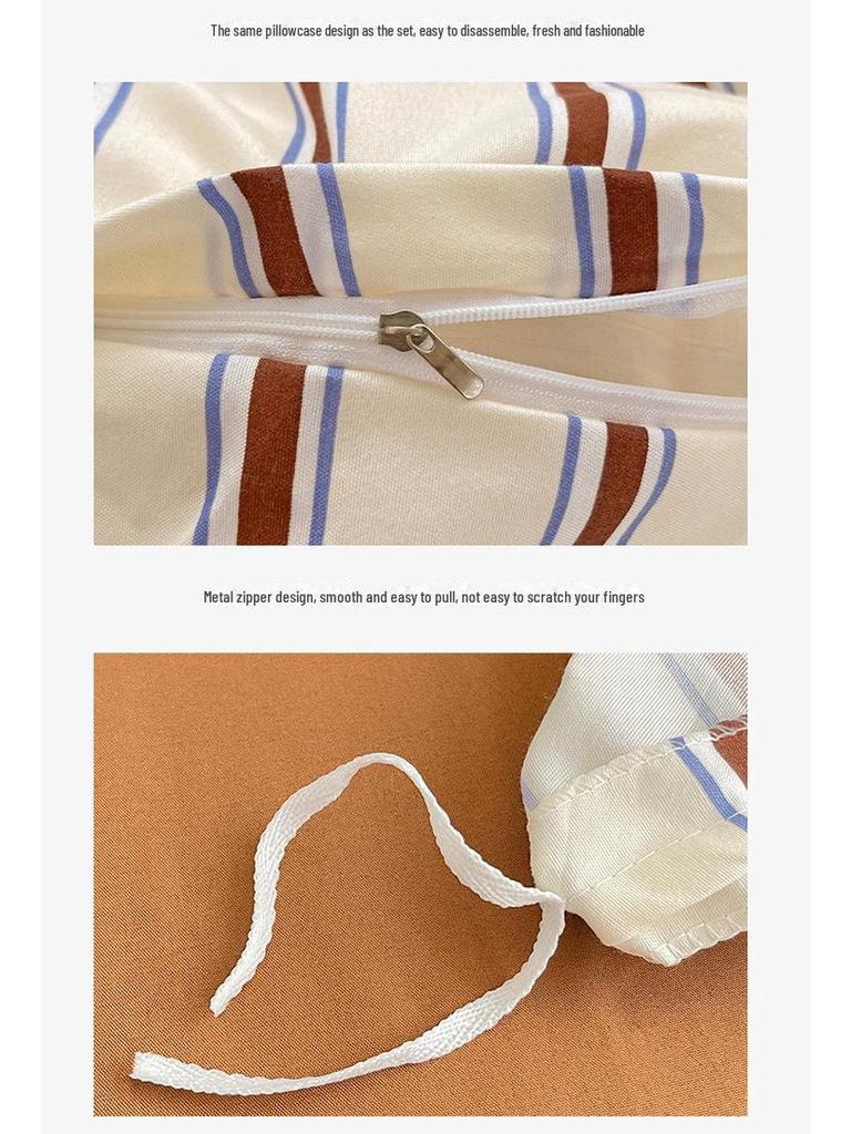 Минималистский комплект постельного белья из хлопка в полоску от японских и корейских блогеров - односпальная/двуспальная кровать для студенческого общежития, постельное белье из 3 предметов