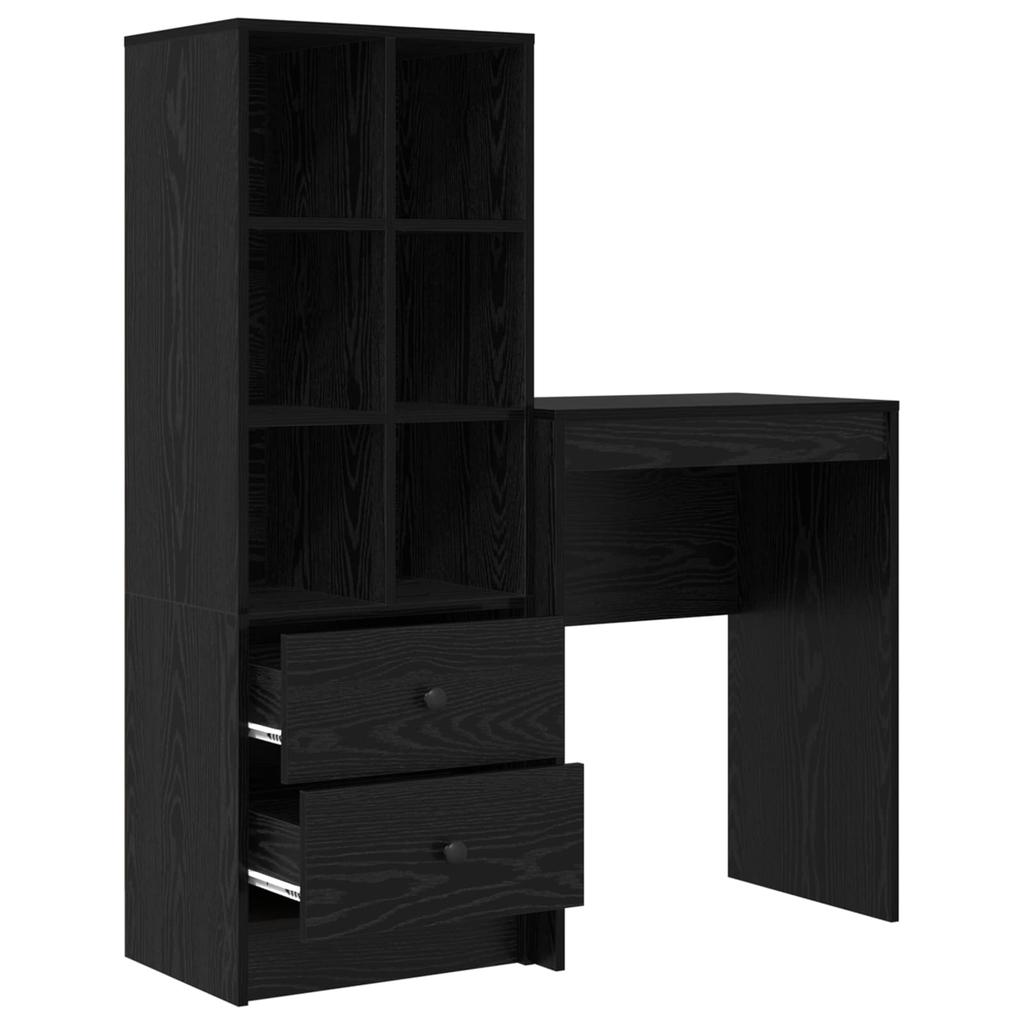 Desk with Drawers 2 pcs Black Oak Effect