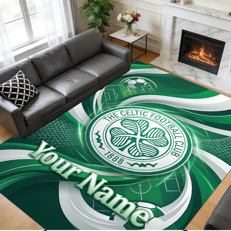 Crystal Velvet Rug Custom Name Text, Soft Non Slip Floor Mat Home DecorCeltic FC
