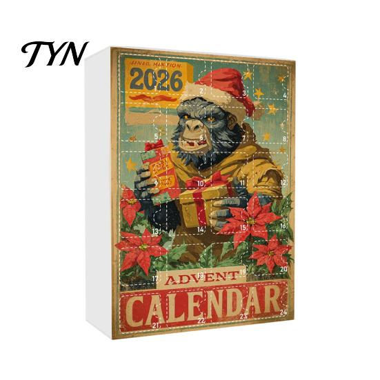 Collectible Christmas Ornaments Advent Calendar, Ape Series 24 Day Countdown Box with Acrylic Pendants, Festive Tree Hanging for Holiday Home