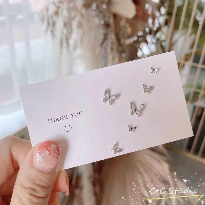 iF ME Корейские серьги-бабочки в форме сердца для женщин, комплект сережек для пирсинга в виде хрустальной звезды, модные аксессуары, ювелирные изделия