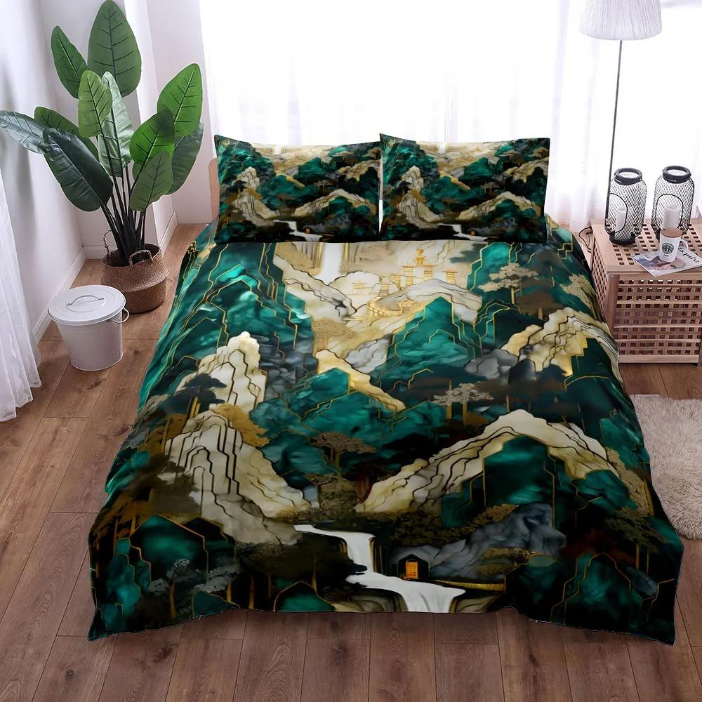 Комплект постельного белья Fluid Leaves King Queen Double Full Twin Single Size