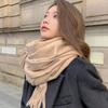 Женский и мужской толстый теплый шарф под кашемир - Осень Зима Корейский стиль с кисточками, однотонный