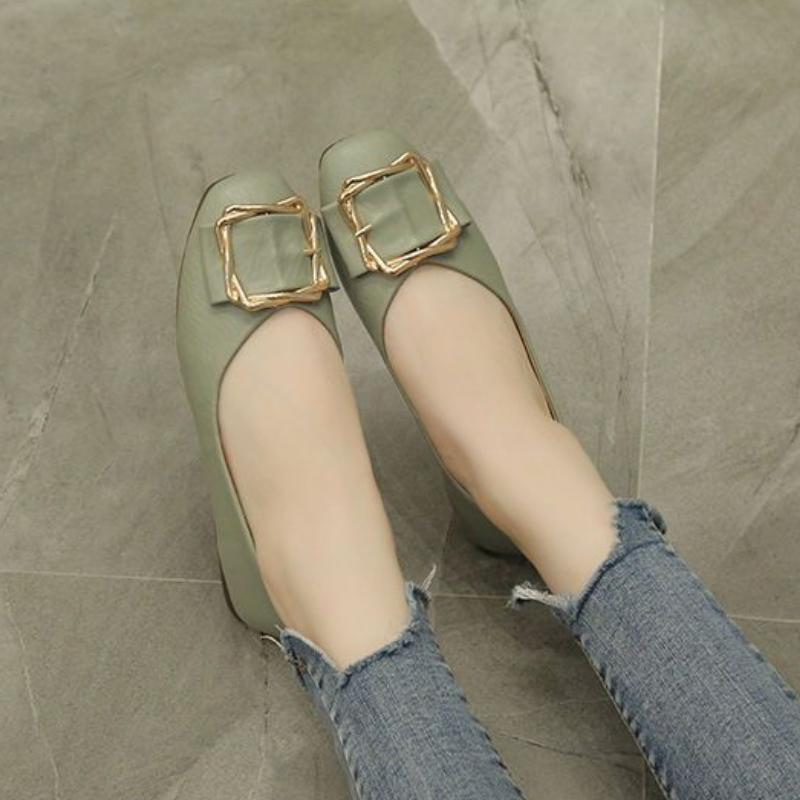 Women's Flat Shoes Spring and Autumn Square Toe Slip-on Ladies Footwear Cheap Clearance Stylish Korean Style Comfortable 39 Shoe
