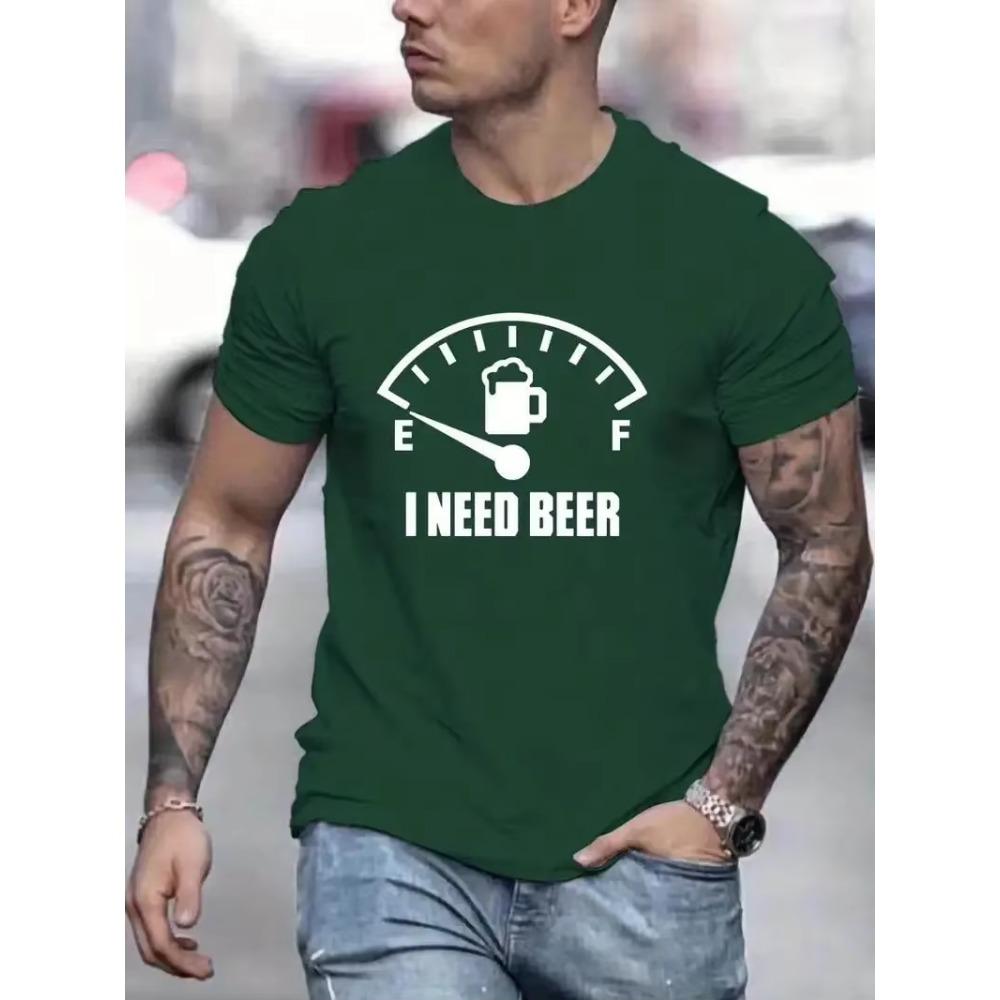 'I Need Beer 'Graphic Printed Men's Comfort T-Shirt GraphicT-Shirt Men's Summer Outdoor Clothing Men's Clothing Men's Cotton Top