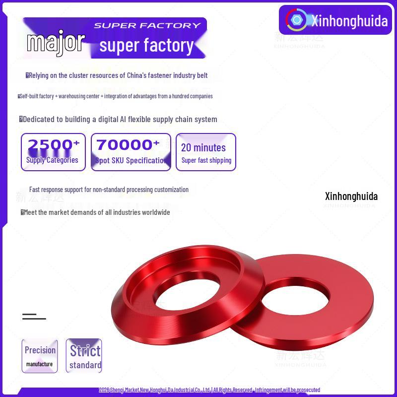 Anodized Wine Red Aluminum Alloy Semi-Round & Countersunk Head Screw Washer (M2, M2.5, M3, M5, M6, M8)
