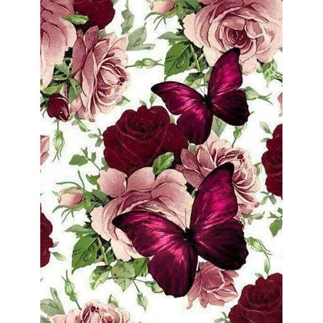 DIY 5D Diamond Painting Butterfly Full Round Drill Diamond Embroidery Flowers Cross Stitch