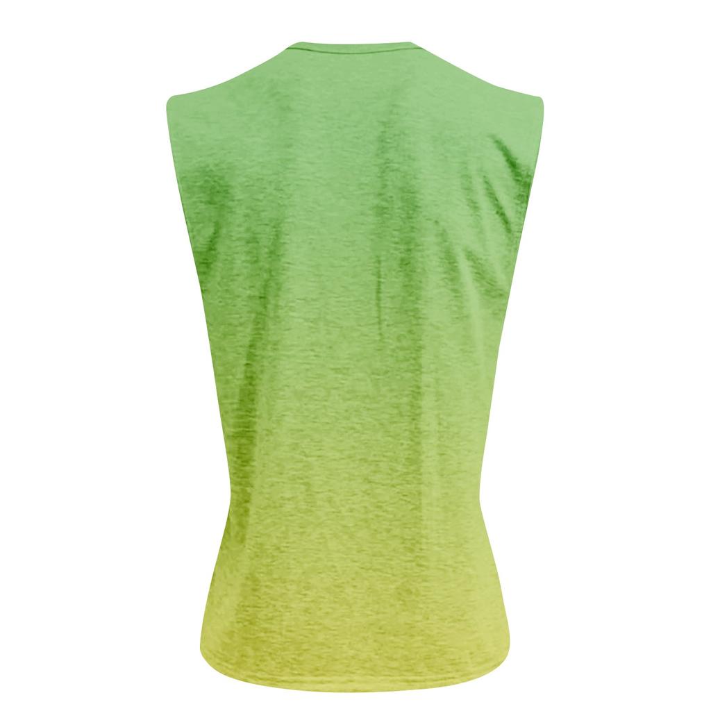 Мужская летняя майка без рукавов с принтом, круглым вырезом и градиентом, спортивная, в стиле кэжуал