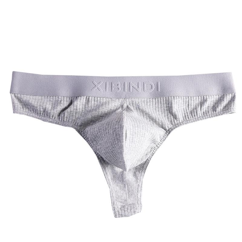 Мужское нижнее белье из чистого хлопка, дышащие стринги с резьбой, молодежное мужское U-образное выпуклое нижнее белье