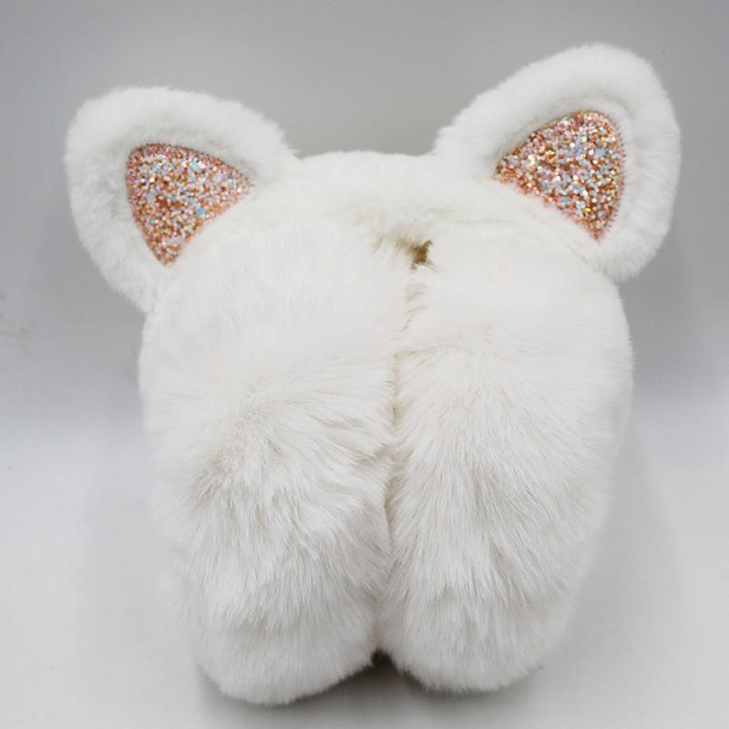 Warm Winter Ear Muffs With Cute Cat Ears - Plush Fleece Lined Foldable Earmuffs Women Men Adults