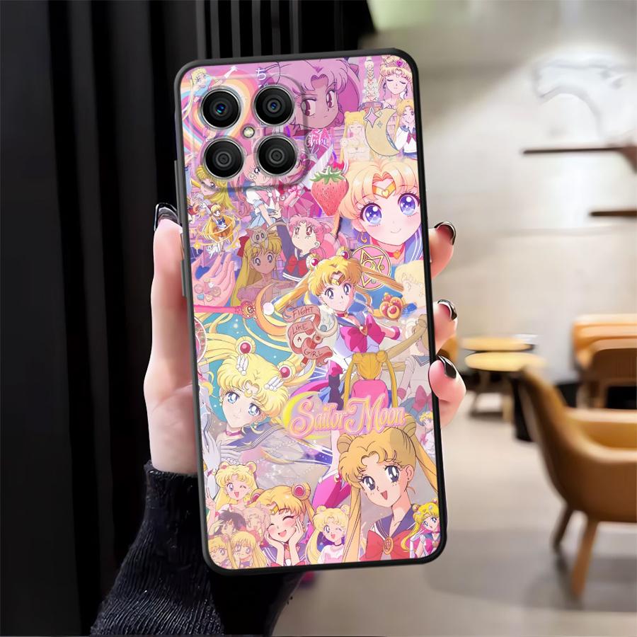 Чехол для Honor 90 200 400 Lite Magic5Lite X8 X5b 70 X9a X7 X6 8X Черный Мягкий Чехол для Телефона Красивый Сейлор Мун
