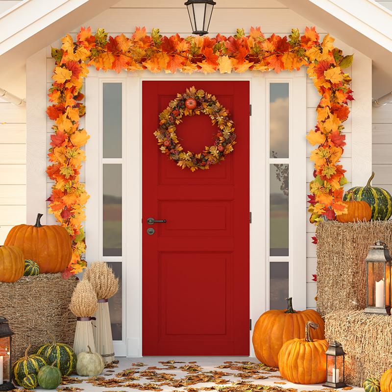 Искусственные осенние кленовые листья, гирлянда, виноградная лоза, подвесное растение на День Благодарения, Хэллоуин, украшение для камина, Рождественский домашний декор