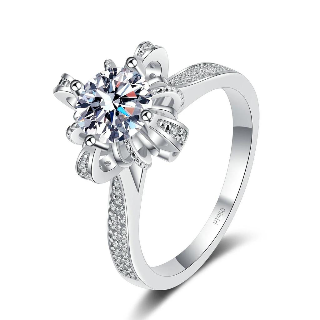 Luxury Platinum Carat Moissanite Diamond Rings for Women Wedding Fine Jewelry Rings Type Main Stone Side Stone Good Gift