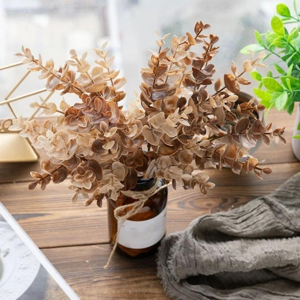 Plastic Artificial Eucalyptus Bouquet UV Resistant Lifelike Simulation Green Plants Non-Fading Handmade Faux Flower Bouquet