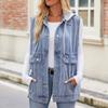 Женская куртка, весенняя джинсовая жилетка без рукавов с капюшоном, модная повседневная толстовка с капюшоном