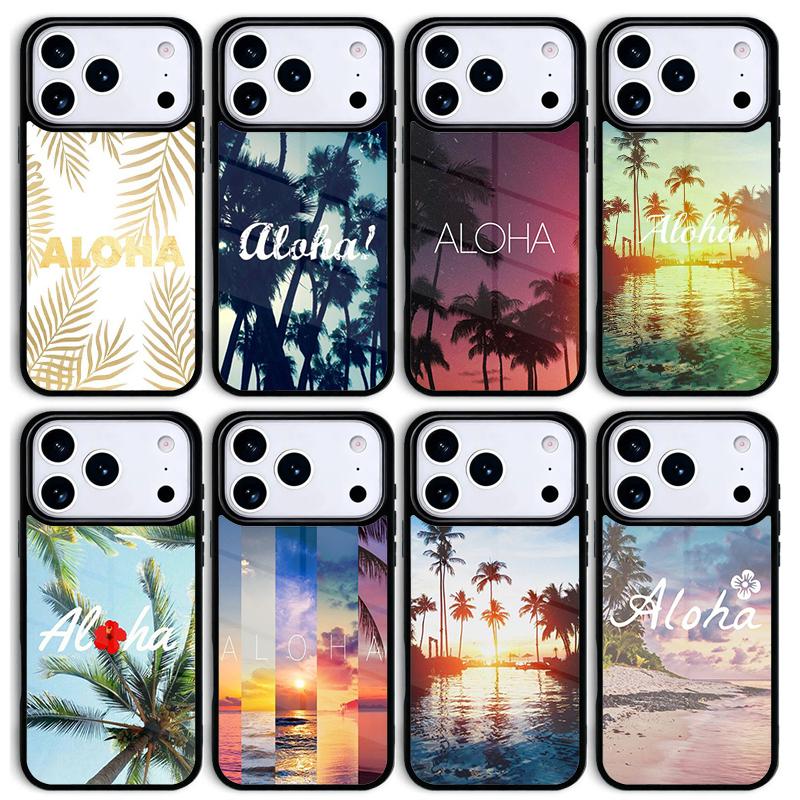 Aloha Hawaii Hawaiian Beach Palms Mobile Phone Case for IPhone 17 AIR 16pro Max 15 14 13 12 11 Bumper Cover