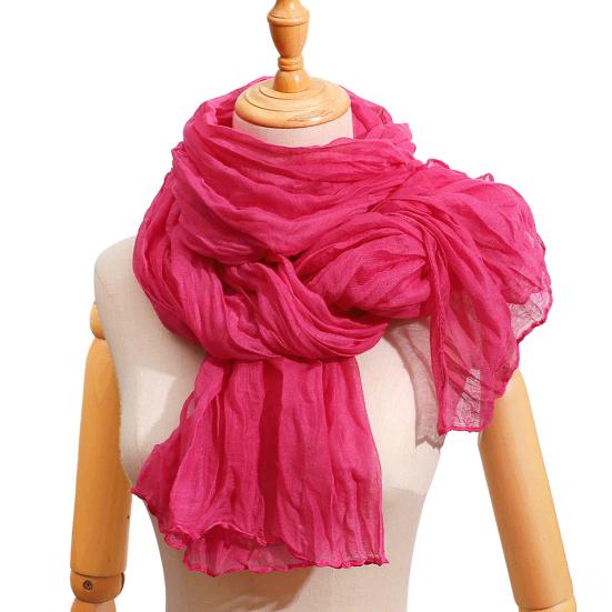 Yousheng Women Pleated Scarf Thickened Weave Autumn Winter Scarf Solid Color Breathable Shawl Headscarf Outfit Accessories