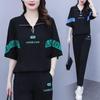 Модный повседневный спортивный костюм для женщин - Летний комплект из двух предметов свободного кроя с принтом и короткими рукавами
