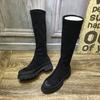 Сексуальные женские сапоги на платформе до колена, осенне-зимние, без застежек, эластичные, длинные, современные, женские, универсальные, высокие, эластичные туфли
