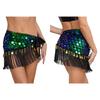 Women Belly Dance Lace-up Hip Skirt Fishscale Sequin Beads Fringe Hem Hip Scarf Wrap Festival Dance Stage Performance Costumes