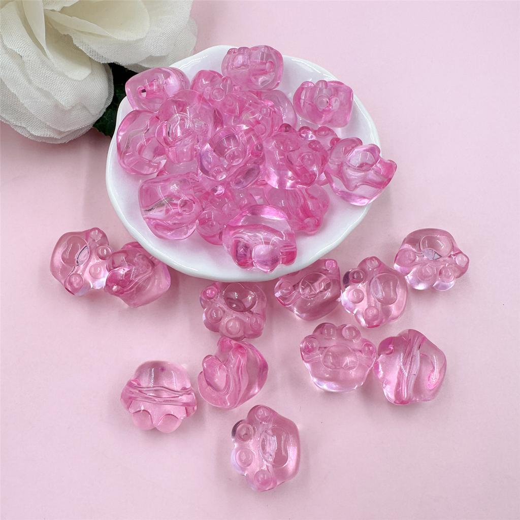 Home Party Supplies Jewelry Crystal Bear Paw Straight Gole Cartoon 30PCS/Bag Beaded Children's Bracelet DIY Transparent Pendant 18 * 17mm
