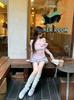 Pure Desire One-Shoulder Bow Long-Sleeve Lace Patchwork Slim-Fit Top
