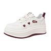 Women's Thick-Soled White Leather Sneakers - 2025 Spring Fashion, Height-Enhancing, Versatile, Casual Sports/Board Shoes