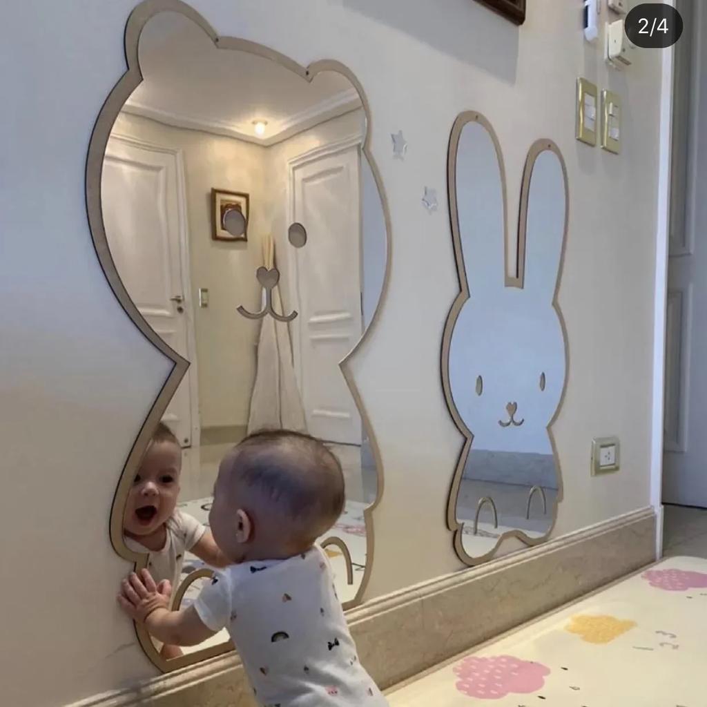 Креативное декоративное зеркало для детской комнаты, милое акриловое зеркало в форме медведя и кролика, реквизит для детской фотографии, скандинавский домашний декор для детской