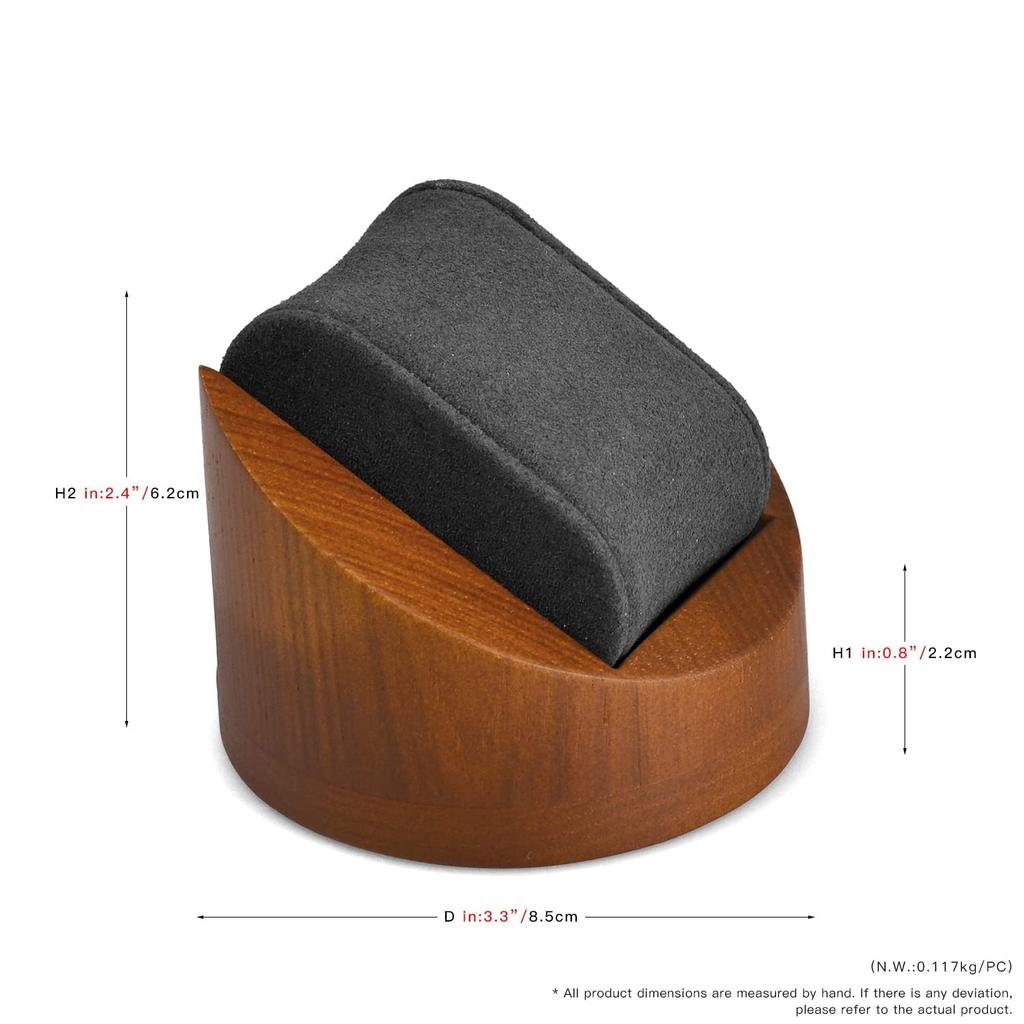 Деревянная подставка для часов Woodten Темно-серая Компактная Микрофибровая подушка Натуральное дерево Мягкая подставка