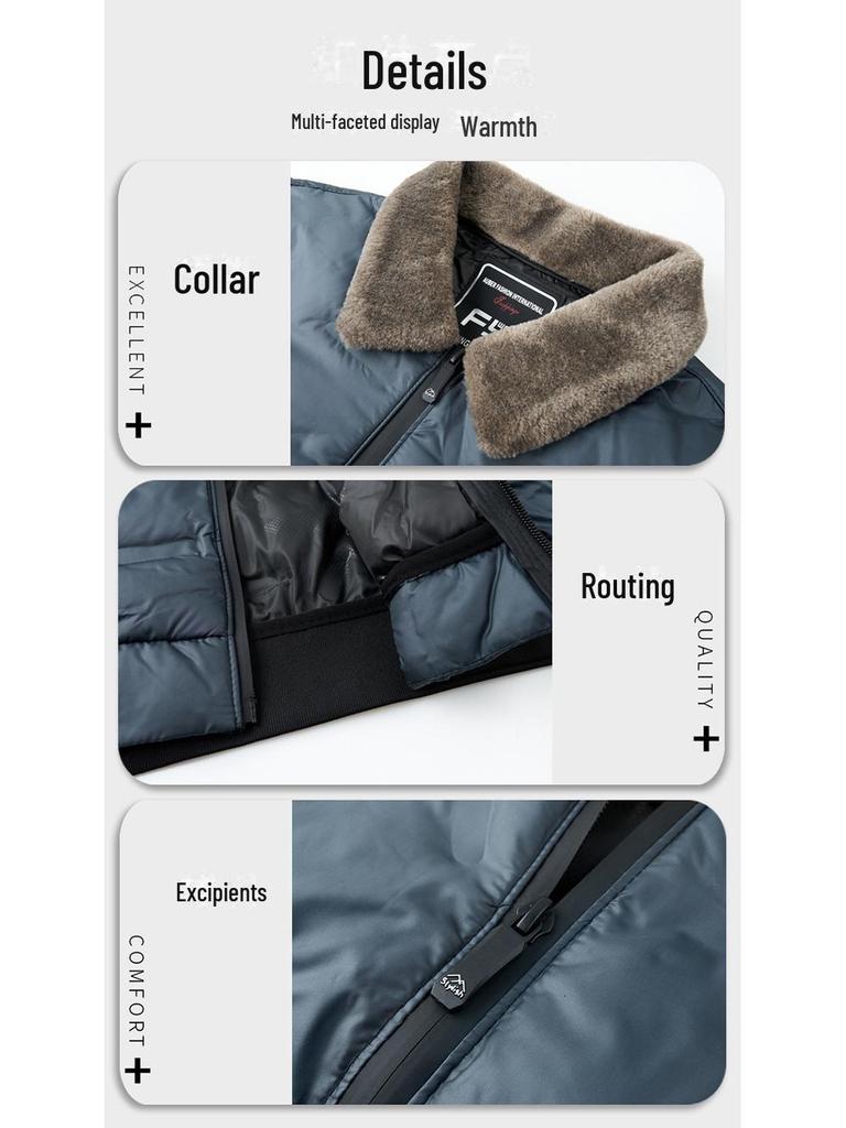 Мужская зимняя хлопковая куртка 2024 года с воротником из овечьей шерсти