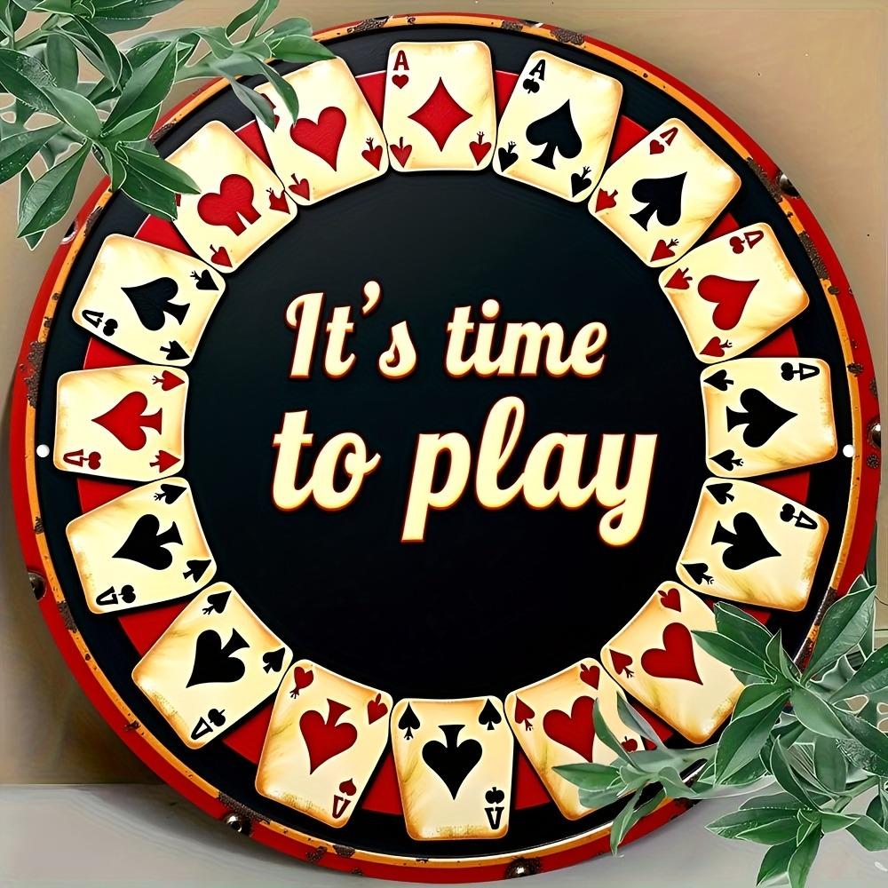 Retro Poker Aces Spade Round Metal Wall Sign Vintage Game Room Decor Man Cave Bar