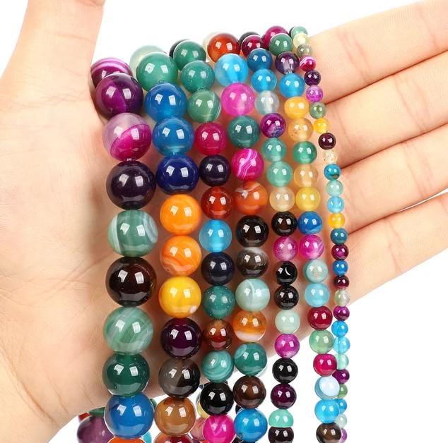 10 шт., бусины из натурального камня, тигровый глаз, агат, бирюза, розовый кварц, лазурит, нефрит, опал, круглые свободные бусины для изготовления ювелирных изделий, браслет «сделай сам», 10 мм