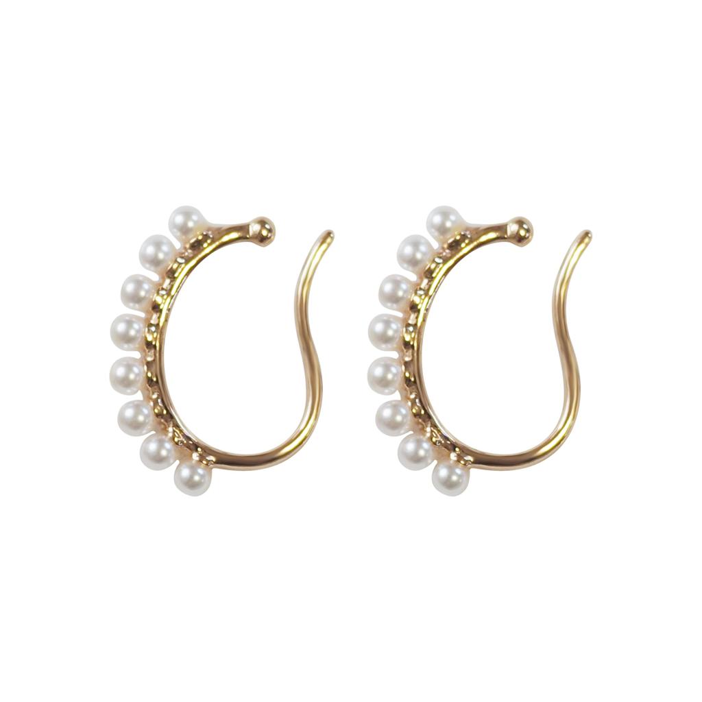 Серьги для женщин золотые серьги-каффы популярные серьги белые белые жемчужины большие взрослые элегантные нежные серьги Miyabi Grace Miyabi Grace непрокалываемые