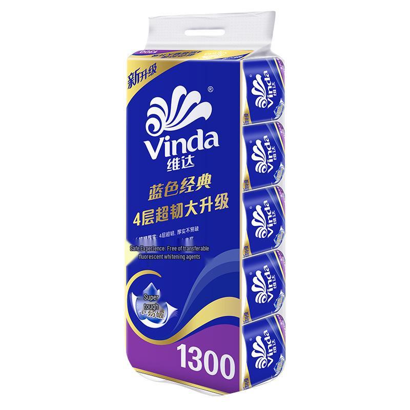 Vinda Трехслойная Суперпрочная Туалетная Бумага, 200 г Большой Рулон Домашняя Упаковка