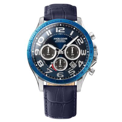 Часы Angel Clover TIME CRAFT SOLAR на солнечной батарее, водонепроницаемость 100 м, минеральное стекло, темно-синий циферблат, нержавеющая сталь, темно-синий цвет [AngelClover] NTCS44SBBK-BK мужские